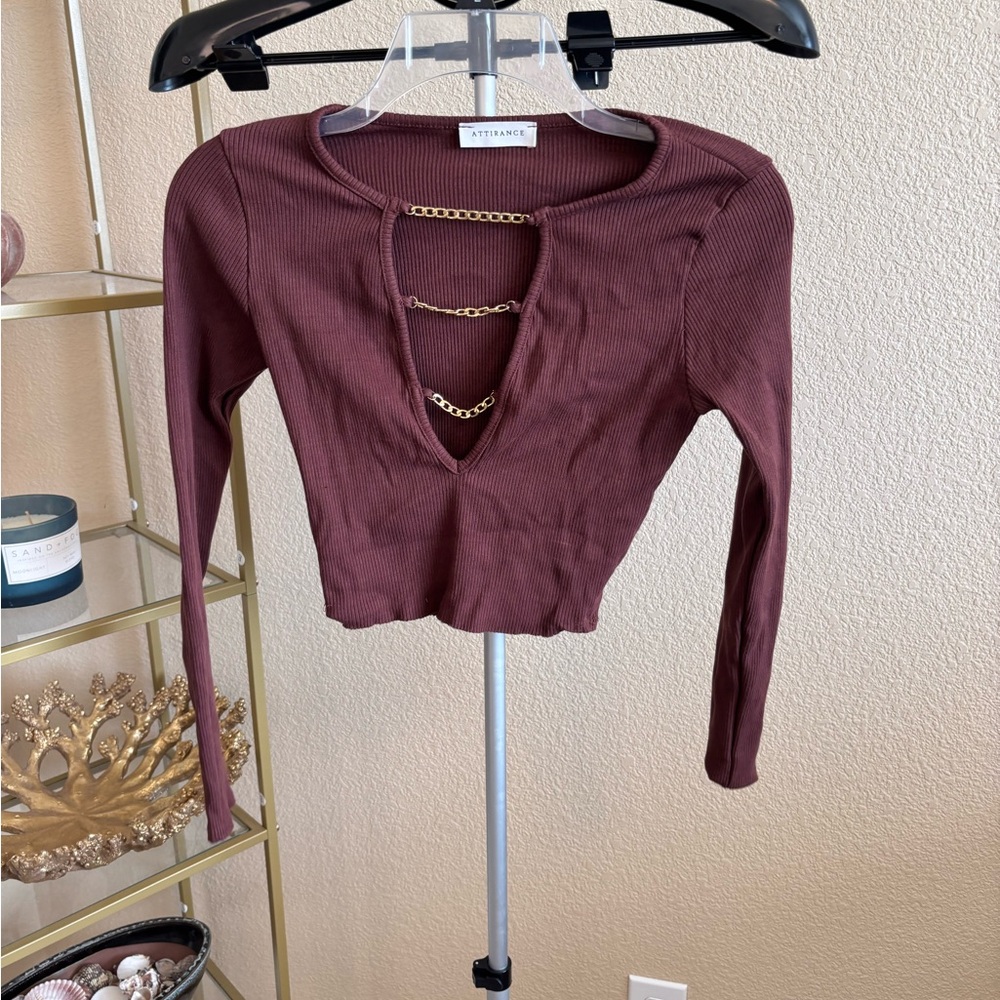 Women's Brown Chain‎ Detail Top